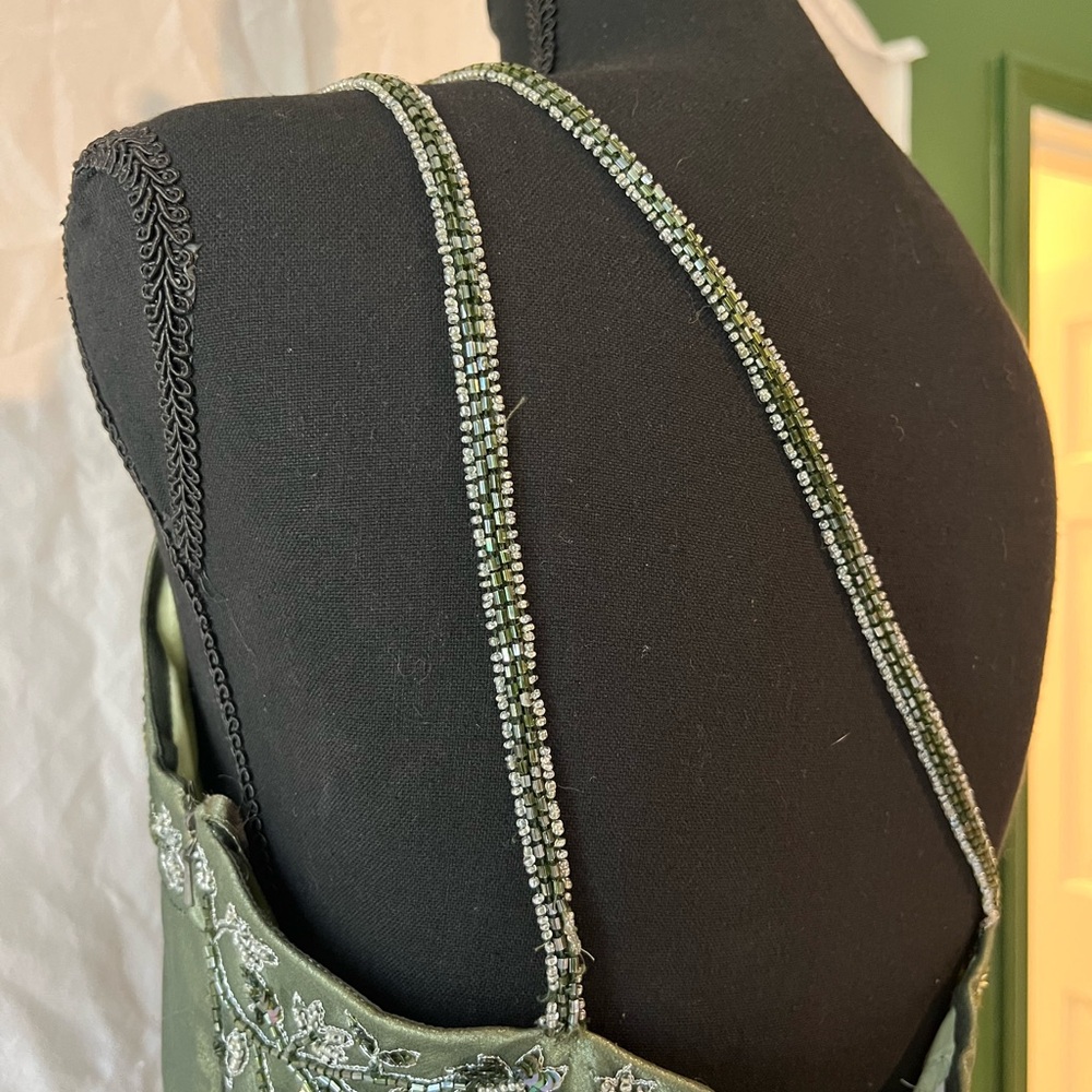 Vintage Scala Asymmetric Beaded Green Evening Dress - Picture 13 of 16